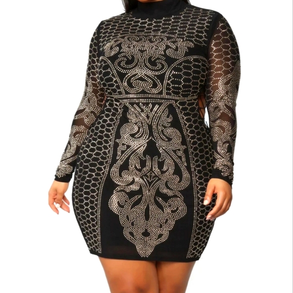 Fashion Nova Dresses & Skirts - Fashion Nova Unique Gold Dynasty Studded Dress